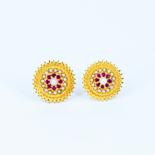 Circle Ruby Earring