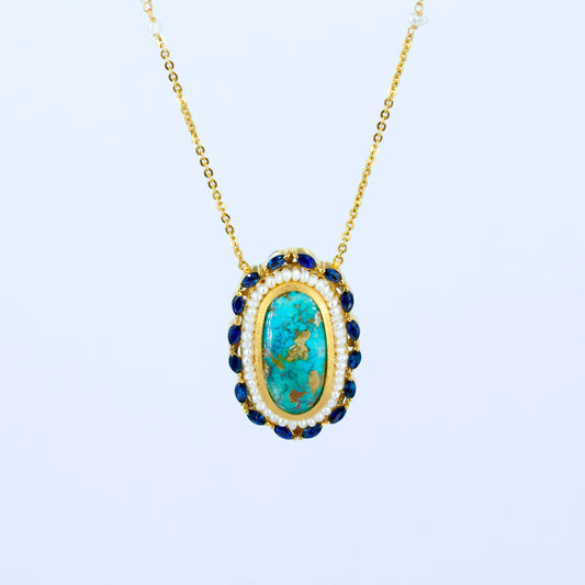 Necklace Blue sapphire and Turquoise stone