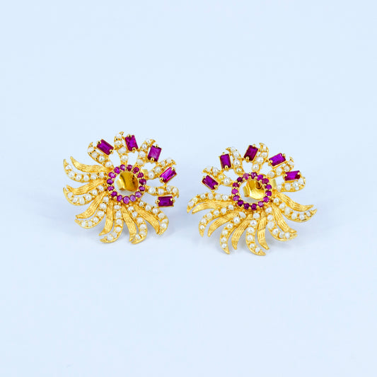 Circle Ruby Earring